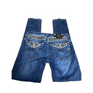 Miss Me Horseshoe Flap Pocket Signature Rise Skinny Dark Wash Jeans Sz 26x30